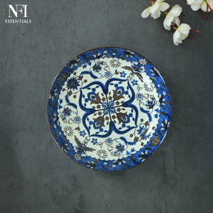NFI essentials Ceramic Plates for Kitchen, Serving Plates, Quarter Plates, Side Plates For lunch or a formal dinner Mandala Design Microwave & Diswasher Safe (21 * 21 cm)
