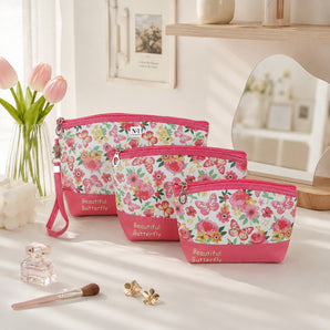 NFI essentials Set of 3 Printed Cosmetic Pouch for Women, Makeup Vanity Bag
