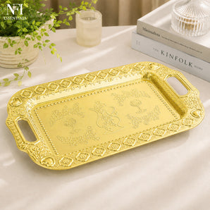 NFI essentials Steel Serving Tray, Platter with Gold Finish 43x30cm, (L)