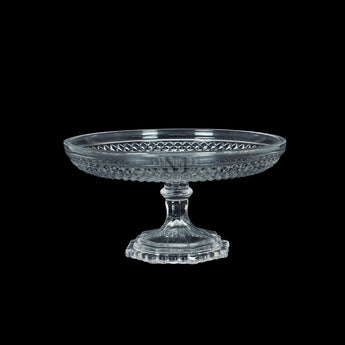 NFI essentials Crystal Clear Dessert Pedestal Stand Vintage Style Cake Plate Diamond Pattern Serving Platter Cakes, Pastries & Desserts Display for Parties, Weddings, and Gift - AYAHA ENTERPRISES PRIVATE LIMITED