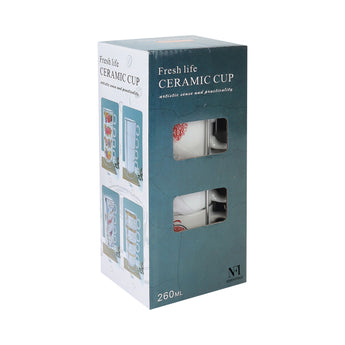 NFI essentials Set of 4 Ceramic Tea Cups With Stand Safe for the Microwave and Dishwasher Stackable Tea Cup  Printed Coffee Mugs for Gifting with Holder 150 ML - AYAHA ENTERPRISES PRIVATE LIMITED