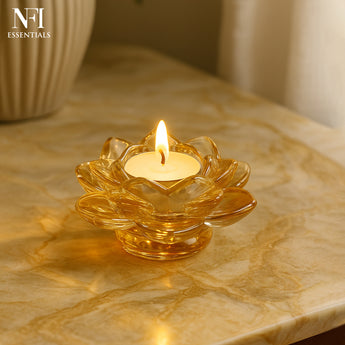 NFI essentials Exquisite Lotus Flower shaped Tea Light Candle or Diya Holder Decorative Centerpiece for Home Decor and Festival Like Diwali, Christmas or Eid - AYAHA ENTERPRISES PRIVATE LIMITED