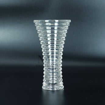 NFI essentials 9.6 Inches Crystal Clear Glass Vases for Flowers with Embossed Floral Design for Fresh or Artificial Flowers Decorative Centerpiece - AYAHA ENTERPRISES PRIVATE LIMITED