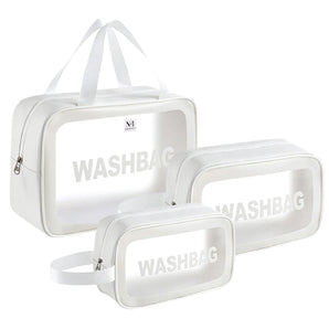 NFI essentials Set of 3 Transparent Wash Bag, Makeup Pouch for Women