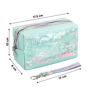 NFI essentials Makeup Pouch Cosmetic Pouch Vanity Case Jewellery Pouch Stationery Pencil Case Travel Organiser Travel Pouch with Detachable Handle