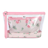 NFI essentials Set of 2 Flower Print Cosmetic Pouch Makeup Pouch Travel Organizer Toiletry Bag for Women Zippered Pouch Set with Handle, Large & Medium - AYAHA ENTERPRISES PRIVATE LIMITED