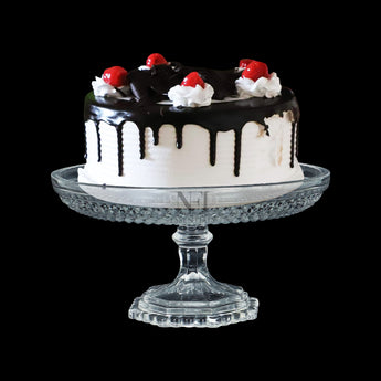 NFI essentials Crystal Clear Dessert Pedestal Stand Vintage Style Cake Plate Diamond Pattern Serving Platter Cakes, Pastries & Desserts Display for Parties, Weddings, and Gift - AYAHA ENTERPRISES PRIVATE LIMITED