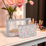 NFI essentials Set of 2 Flower Print Cosmetic Pouch Makeup Pouch Travel Organizer Toiletry Bag for Women Zippered Pouch Set with Handle, Large & Medium - AYAHA ENTERPRISES PRIVATE LIMITED