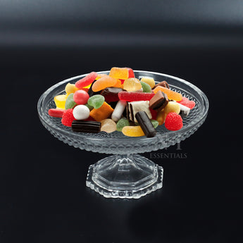 NFI essentials Crystal Clear Dessert Pedestal Stand Vintage Style Cake Plate Diamond Pattern Serving Platter Cakes, Pastries & Desserts Display for Parties, Weddings, and Gift - AYAHA ENTERPRISES PRIVATE LIMITED