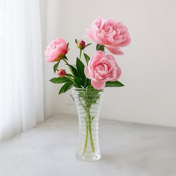 NFI essentials 9.6 Inches Crystal Clear Glass Vases for Flowers with Embossed Floral Design for Fresh or Artificial Flowers Decorative Centerpiece - AYAHA ENTERPRISES PRIVATE LIMITED