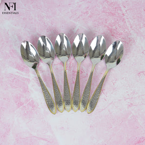 NFI essentials Stainless Steel Spoon Set of 6, Table Spoons Set 18cm, Premium Tea Spoons for Home & Kitchen, Mirror Polished, Rust-Resistant Luxury Dinning Tableware Dinner Spoon Cutlery