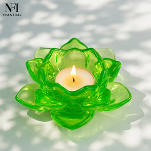 NFI essentials Exquisite Lotus Flower shaped Tea Light Candle or Diya Holder Decorative Centerpiece for Home Decor and Festival Like Diwali, Christmas or Eid