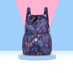 NFI essentials Floral Print Drawstring Backpack for Women Foldable Sport String Bag Sackpack for Gym, College, Yoga, Shopping