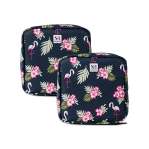 NFI essentials Pack of 2 Nylon Print Women Portable Sanitary Napkin Pouch With Zipper Feminine Pad