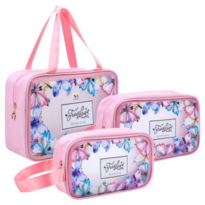 NFI essentials Travel Makeup Pouch Set of 3 Washbag Pouch Transparent Cosmetic Bag for Women