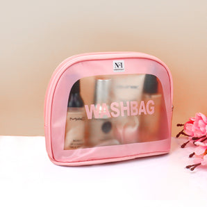 NFI essentials Semicircle Makeup Pouch for Women, Transparent Wash Bag