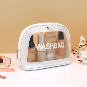 NFI essentials Semicircle Makeup Pouch for Women, Transparent Wash Bag