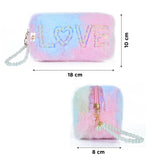 NFI essentials Fur Makeup Cosmetic Pouch Vanity Case Jewellery Pouch for Womens Stationery Pencil Case Travel Organiser Zipper Pouch Bag with Detachable Handle - AYAHA ENTERPRISES PRIVATE LIMITED