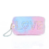 NFI essentials Fur Makeup Cosmetic Pouch Vanity Case Jewellery Pouch for Womens Stationery Pencil Case Travel Organiser Zipper Pouch Bag with Detachable Handle - AYAHA ENTERPRISES PRIVATE LIMITED