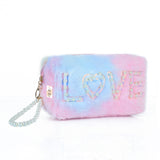 NFI essentials Fur Makeup Cosmetic Pouch Vanity Case Jewellery Pouch for Womens Stationery Pencil Case Travel Organiser Zipper Pouch Bag with Detachable Handle - AYAHA ENTERPRISES PRIVATE LIMITED