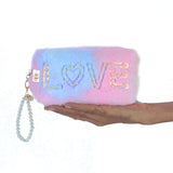 NFI essentials Fur Makeup Cosmetic Pouch Vanity Case Jewellery Pouch for Womens Stationery Pencil Case Travel Organiser Zipper Pouch Bag with Detachable Handle - AYAHA ENTERPRISES PRIVATE LIMITED