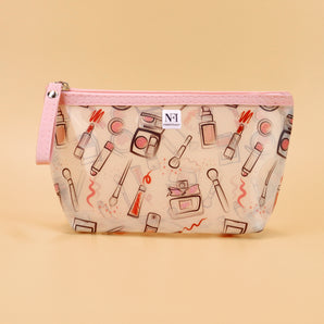 NFI essentials PU Floral Print Makeup Pouch for Women, Stylish Pouches for Makeup Accessories & Travel Organiser, Cosmetic Pouch