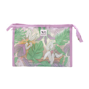 NFI essentials PU Floral Print Makeup Pouch for Women, Stylish Pouches for Makeup Accessories & Travel Organiser, Cosmetic Pouch