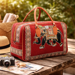 NFI essentials Elephant Print Canvas Duffle Travel Bag