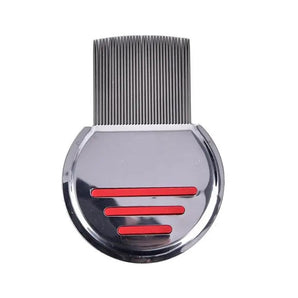NFI essentials Professional Stainless Steel Lice Comb Treatment Comb for Head Lice Removal Tool for All Hair Types, Metal Plastic Long Teeth, Nit Lice Egg Removal