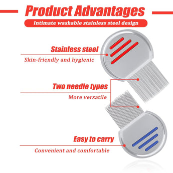 NFI essentials Professional Stainless Steel Lice Comb Treatment Comb for Head Lice Removal Tool for All Hair Types, Metal Plastic Long Teeth, Nit Lice Egg Removal - AYAHA ENTERPRISES PRIVATE LIMITED