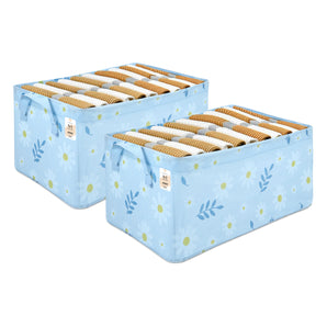 NFI essentials Pack of 2 Closet Organizer Box with Handles Large Foldable Storage Basket for Organizing Cloths, Toys, Books, Shelves, Space Saver Wardrobe Organizer