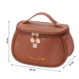 NFI essentials Cosmetic Travel Organizer Bag, Women's Makeup Pouch Toiletry Bag Portable Leather Wide Opening Cosmetics Bag with Handle for Girls - AYAHA ENTERPRISES PRIVATE LIMITED