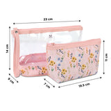 NFI essentials Set of 2 Flower Print Cosmetic Pouch Makeup Pouch Travel Organizer Toiletry Bag for Women Zippered Pouch Set with Handle, Large & Medium - AYAHA ENTERPRISES PRIVATE LIMITED
