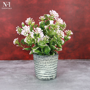 NFI essentials Artificial Plants Pot for Home Decor & Office Decoration Small Dry Fake Flower with Vase House Living Tabletop Decoration Best for Gifting
