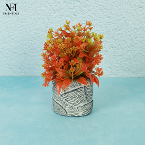 NFI essentials Artificial Plants Pot for Home Decor & Office Decoration Small Dry Fake Flower with Vase House Living Tabletop Decoration Best for Gifting