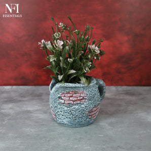 NFI essentials Artificial Plants Pot for Home Decor & Office Decoration Small Dry Fake Flower with Vase House Living Tabletop Decoration Best for Gifting