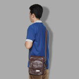 NFI essentials Men's Leather Side Bag Stylish Cross Body Travel Office Business Messenger Bag for Men & Women (Dark Brown) - AYAHA ENTERPRISES PRIVATE LIMITED