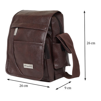 NFI essentials Men's Leather Side Bag Stylish Cross Body Travel Office Business Messenger Bag for Men & Women (Dark Brown) - AYAHA ENTERPRISES PRIVATE LIMITED