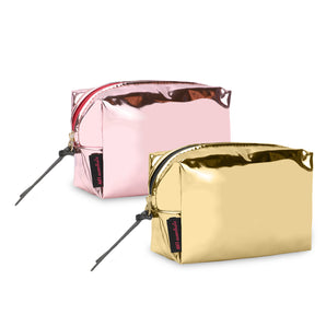 NFI essentials Pack of 2 Metallica Glossy Makeup Pouch for Women Stylish Pouches for Makeup Accessories Storage Cosmetic Pouch