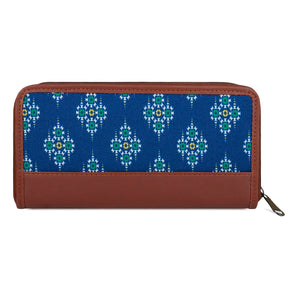 NFI essentials Wallet for Women, Long Zipper Ladies Wallet, Clutch Wallet for Girls, Vegan Leather & Khadi Purse for Female