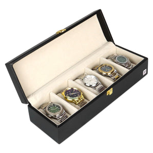 NFI essentials Watch Box Organizer Case for Men and Women, 5 Slot Storage Box for Watches, Watch Holder Box, Watch Collection Box, Jewellery Box