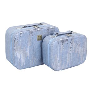 NFI essentials Printed Makeup Box Set Of 2 Cosmetic Box Jewellery Bridal Box Trousseau Box Vanity Beauty Case Organizer For Wedding Makeup Bag For Bride