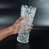 NFI essentials 10 Inches Crystal Clear Glass Vases for Flowers with Embossed Floral Design for Fresh or Artificial Flowers Decorative Centerpiece - AYAHA ENTERPRISES PRIVATE LIMITED