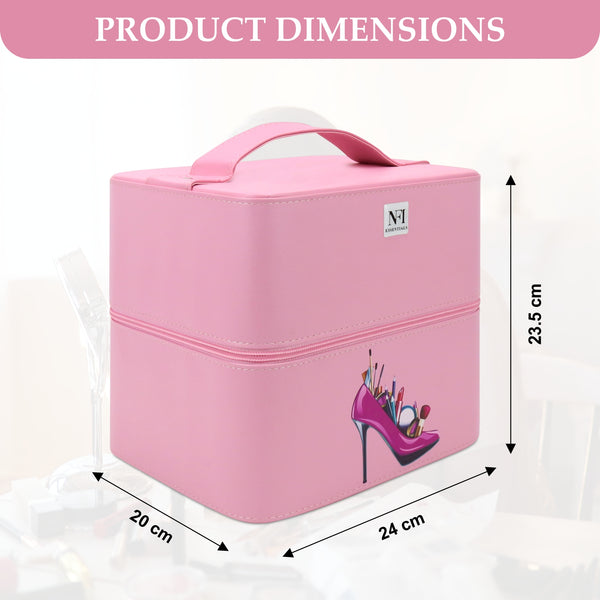 NFI essentials Set of 2 Piece Makeup Box Cosmetic Box Jewellery Box  Trousseau Box Vanity Box Organizer Makeup Kit for Girls Big Set Box Makeup  Pouch