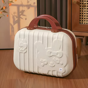 NFI Essentials ABS Hard Shell Vanity Cases for Women Travel Portable Carrying Cosmetic Case Suitcase Organizer Makeup Storage Box for Girls Toiletries Bag (MBO-40-Beige)