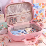 NFI Essentials ABS Hard Shell Vanity Cases for Women Travel Portable Carrying Cosmetic Case Suitcase Organizer Makeup Storage Box for Girls Toiletries Bag Pink - AYAHA ENTERPRISES PRIVATE LIMITED