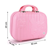 NFI Essentials ABS Hard Shell Vanity Cases for Women Travel Portable Carrying Cosmetic Case Suitcase Organizer Makeup Storage Box for Girls Toiletries Bag Pink - AYAHA ENTERPRISES PRIVATE LIMITED