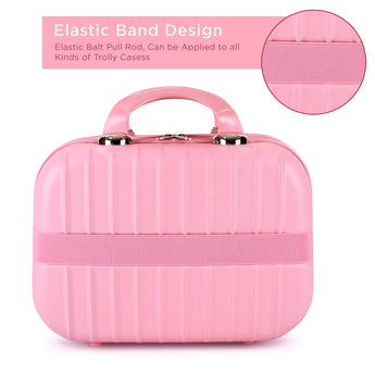 NFI Essentials ABS Hard Shell Vanity Cases for Women Travel Portable Carrying Cosmetic Case Suitcase Organizer Makeup Storage Box for Girls Toiletries Bag Pink - AYAHA ENTERPRISES PRIVATE LIMITED