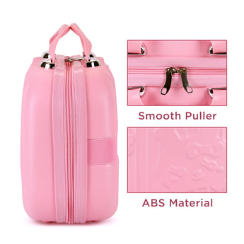 NFI Essentials ABS Hard Shell Vanity Cases for Women Travel Portable Carrying Cosmetic Case Suitcase Organizer Makeup Storage Box for Girls Toiletries Bag Pink - AYAHA ENTERPRISES PRIVATE LIMITED