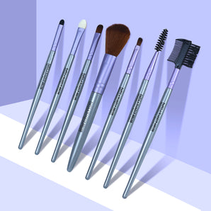 NFI essentials Professional Synthetic Soft Bristle Makeup Brush Set of 7 For Face & Eye Cosmetic Accessories Brushes Kit For Eyeshadow, Powder, Lip, Eyebrow